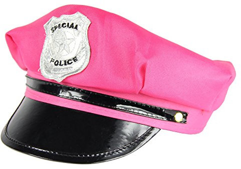 Foxxeo Pinke Polizei Mütze für Damen Police Cap Kappe zu Karneval Fasching und Polizeimütze Junggesellenabschied