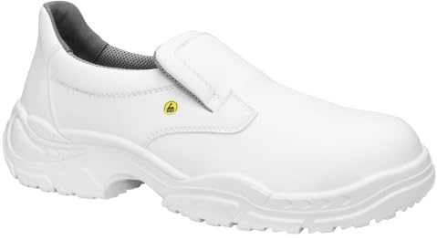 ELTEN White Slipper Low ESD S2 | Sicherheitsschuhe für Damen & Herren, Stahlkappe, leicht, atmungsaktiv, Gr. 45