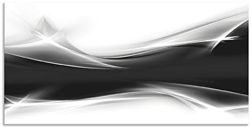 ARTland Wanddeko Wandbild Alu Verbundplatte für Innen & Outdoor Bild60x30 cm Abstrakte Motive Gegenstandslos Digitale Kunst Schwarz/Weiß Kreatives Element Schwarz - Weiß T9EW