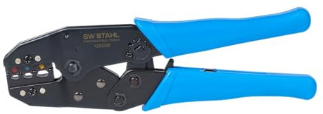 SW-Stahl 42550SB Kabelschuhklemmzange fu?r isolierte Verbinder I Crimpzange Kabelschuhe 0,5 mm² bis 6 mm² I Kabelschuhzange mit Hebelübersetzung und Zwangssperre I in Blister Verpackung