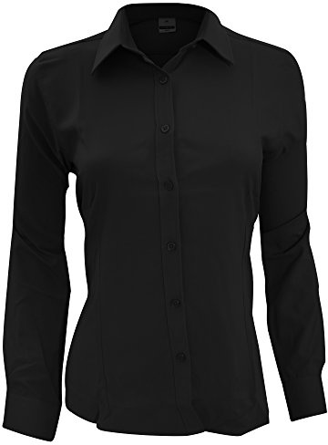 Henbury Womens/Ladies Wicking Anti-bacterial Long Sleeve Work Shirt (L) (Black)