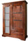 MASSIVMOEBEL24.DE Oxford Vitrine Akazie 110x45x155, Farbe:Dunkelbraun lackiert, Größe:110x45x155 cm (BxTxH)