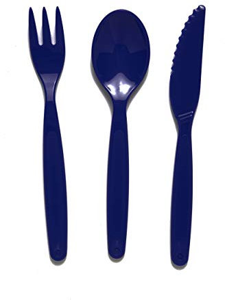 Harfield Small Polycarbonate Plastic Cutlery Set 17cm Royal Blue (x4 Sets)