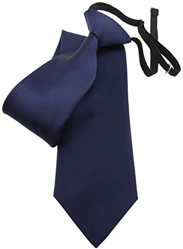 TigerTie Security Satin Seidenkrawatte blau dunkelblau uni Gummizug - Krawatte Seide