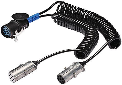 HELLA 8JA 005 952-041 Wendelleitung Spiral Adapterkabel Verlängerungskabel Adapterkabel, Anhängersteckdose - 24V - Stecker: 15<-->7/7 - Länge: 4m