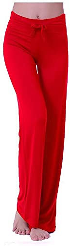 HOEREV Frauen Soft Modal Slimming Hose Yoga Hosen Pyjama-Hose, Rote, S