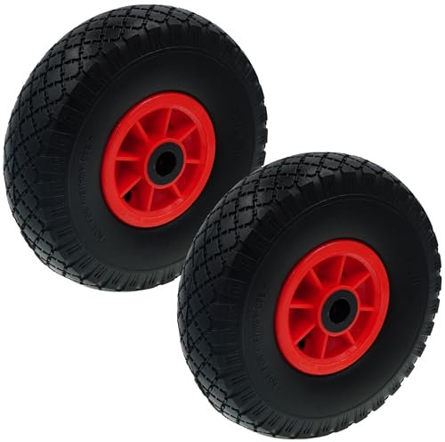 HRB PU Sackkarrenrad, 2 Stück Vollgummireifen mit Kugellager und Kunststofffelge, pannensicher Sackkarenreifen, Vollgummi Ersatzrad Sackkarre, 100 Kg Traglast pro PU Rad