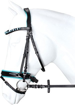 Horka Zaumzeug Flamingo schwarz/Blauer Kolben