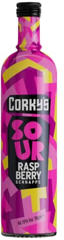 Corky's Sour Raspberry Schnapps | Shots | 15% ABV | Sour Raspberry Liqueur | Vodka schnapps, party shots, cocktail ingredient, pre drinks, spirits, flavoured vodka, vegan and gluten-free
