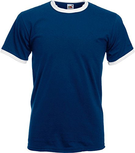 Fruit of The Loom Ringer T-Shirt Navy/White M