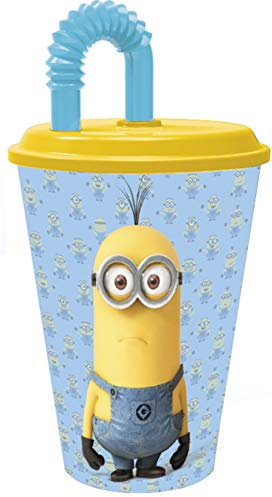 Glass bottle with removable straw Minions me ugly and nasty 2 Illumination 430 ml