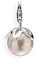 Heartbreaker Ball Charm mit weißer Muschelkernperle und Karabiner in Echtsilber/Charm aus 925 Sterlingsilber mit Perle/HB 215