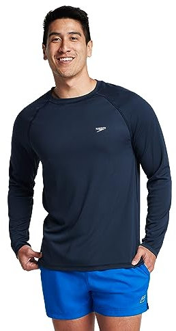 Speedo Men's UV Swim Shirt Long Sleeve Loose Fit Easy Tee