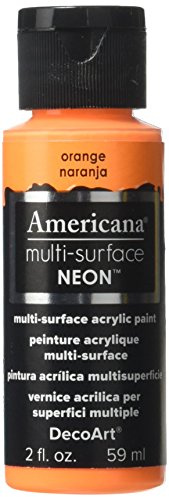 DecoArt Americana Multi Surface Satin Neon Bottle Paint, Acrylic, Orange, 3 x 3 x 7 cm