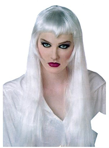 Langhaarperücke weiß glänzend lange Perücke lang Engelsperücke Engel