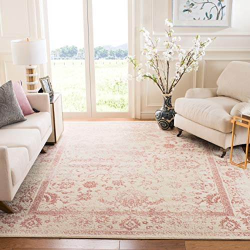 Safavieh Adirondack Collection Tapis Vintage à Poils Courts pour Salon, Salle à Manger, Chambre à Coucher Ivoire et Rose 183 x 274 cm
