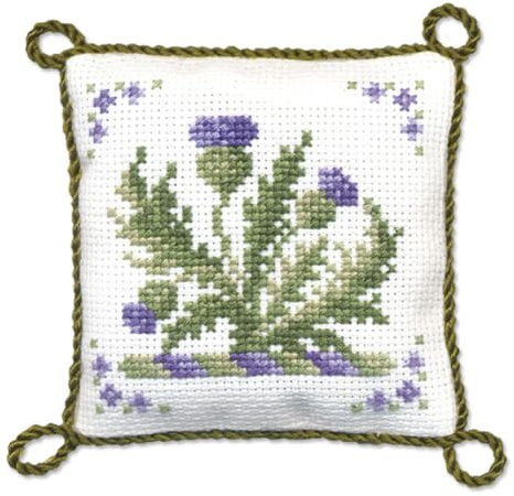 Victorian Thistles Pin Cushion - Cross Stitch Kit