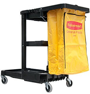 Rubbermaid Commercial Products 1860740, Janitor Cart with Bag and 4 Swivel Wheels