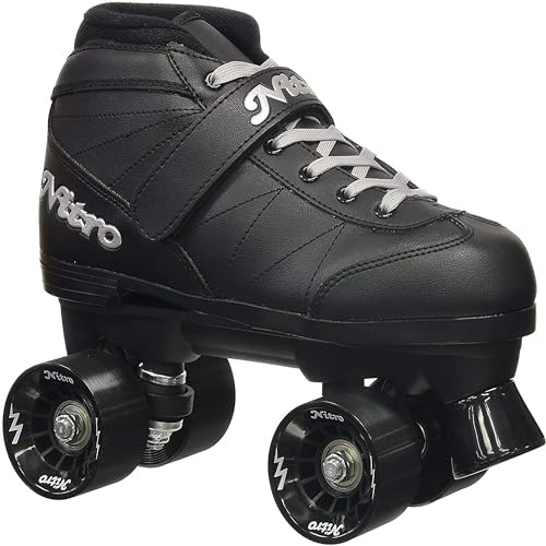 Epic Skates Super Nitro Indoor/Outdoor Quad Speed Roller Skates, Adult 8 , Black