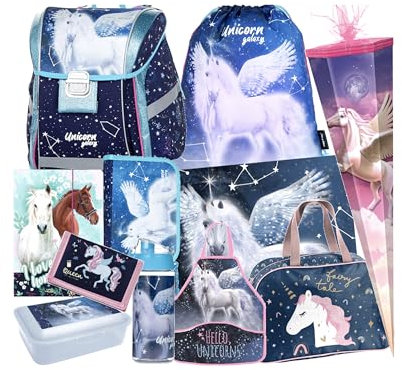 Einhorn Unicorn Pegasus Pferd Pony Horse 11 Teile Set SCHULRANZEN RANZEN TORNISTER mit Sticker-von-Kids4shop Schultüte 85 cm