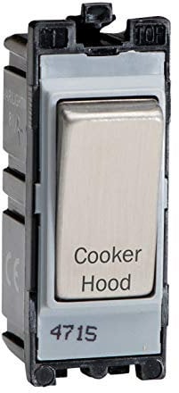 Varilight Engraved 20A 1-Way Double Pole Switch 'Cooker Hood' PowerGrid Steel - G201DS.CH