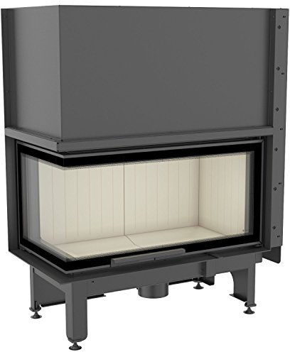 KRATKI Nadia holzbefeuerter Kamineinsatz Lufteinlass BImSchV 2 konform Stahl fi 200 mm Staubauslass Guillotine Tür 14 kW Thermischer Wirkungsgrad 80% 133,6x106,4 cm…