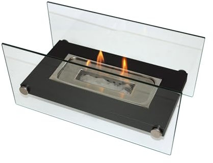 Purline | Chimenea de Etanol de Sobremesa en Metal Negro | Biochimenea Decorativa para Interior y Exterior