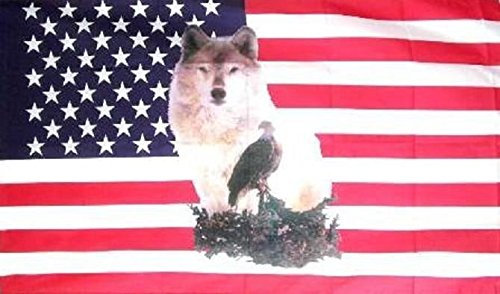U24 drapeau uSA wolf (avec aigle), 90 x 150 cm