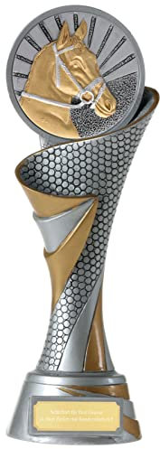 KDS FG Pokal S Trophäe Reiten Pferde mit Emblem 70 mm schwer mit Gravur ca. 22,5 cm hoch