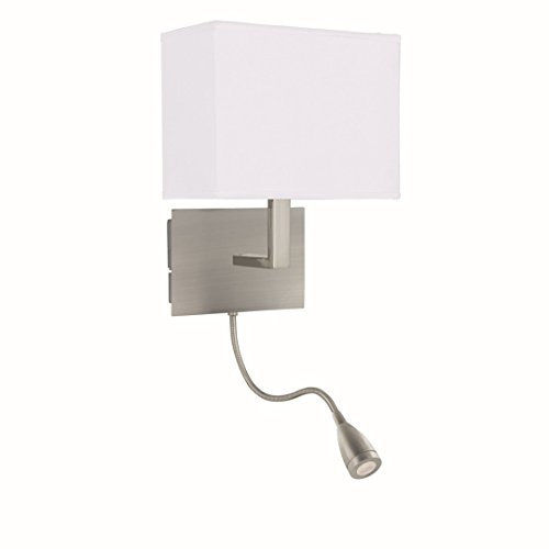 LED Wandleuchte in Edelstahl Silber Bauhaus Stil 1xE27 bis zu 60 Watt 230V aus Stoff & Schlafzimmer Küche Wohnzimmer Esszimmer Lampen Leuchte Beleuchtung innen
