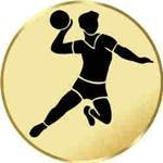 S.B.J - Sportland Pokal/Medaille Emblem, Motiv Handball-Herren, Durchmesser 50 mm, Gold