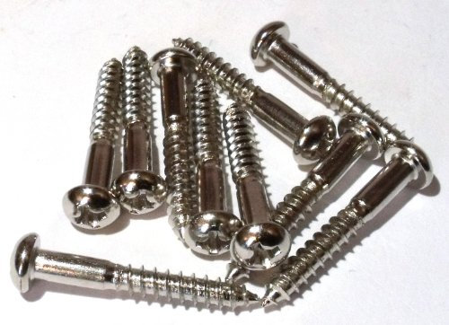 10x Guitar bridge or tremolo fixing screws dome head in chrome 3.5mm x 25mm