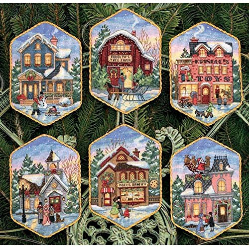 Dimensions Kreuzstich-Set, Weihnachtsdorf, 6 Stck