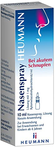 Nasenspray HEUMANN, gegen akuten Schnupfen & verstopfte Nase, 1 x 10 ml | Abschwellendes Nasenspray, für Erwachsene und Kinder ab 12 Jahren, wirkt bis zu 8 Stunden, mit Xylometazolin