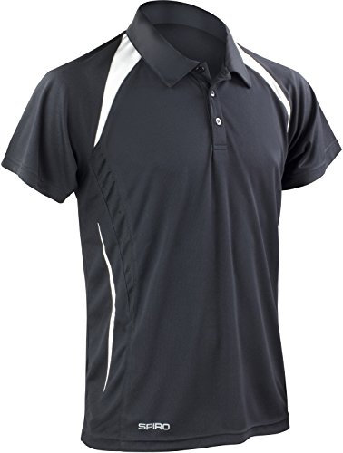 Herren ergebnis-polo-hemd ed / schwarz-weiss