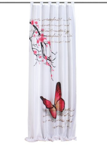 Home fashion 48516-831 Schlaufenschal Digitaldruck Butterfly, 245 x 120 cm, Seidenoptik, Fuchsia