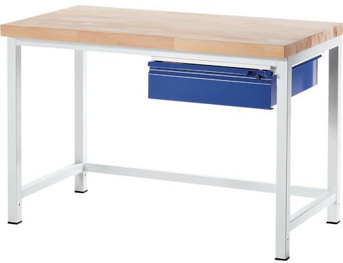 RAU | Werkbank | Gestellbauweise | 1 Schublade Größe L | 1 Querstrebe | Tiefe 700 mm | Breite 1500 mm
