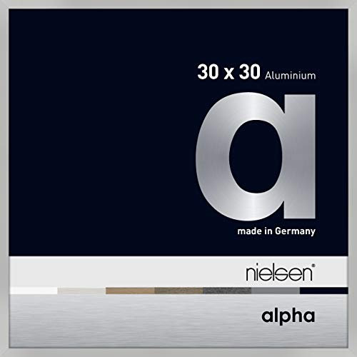 nielsen Bilderrahmen, 30 x 30 cm, Aluminium, Silber matt, Rahmen zum Aufhängen im Hoch- & Querformat, Echtglas, Alpha