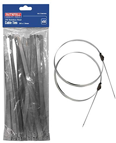 Faithfull CT36079SS 7.9 x 360 mm Stainless Steel Cable Ties (Pack of 50)