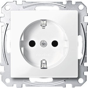 Merten MEG2300-0319 SCHUKO-Steckdose mit Kinderschutz, Steckklemmen, polarweiß glänzend, System M 10er Pack