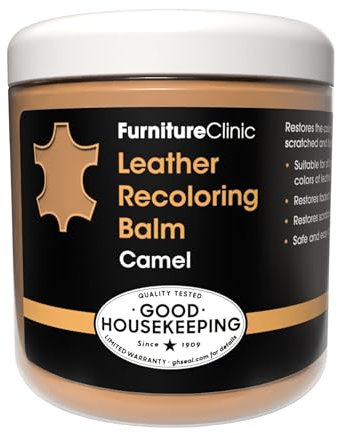 Furniture Clinic – Leder farbauffrishungs Balsam bei Kratzern Abschürfung Ausbleichung für Sofa, Autositze, Schuhe und Kleidung – 16 Farben 250ml - Camel