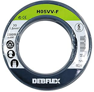 Bobinot de câble - Bobine de fils électrique - Câble électrique - Couronne de câble - Bobinot Câble Souple 5 mètres HO5VV-F 3G1.5 mm ² - Gris - 146312 Debflex