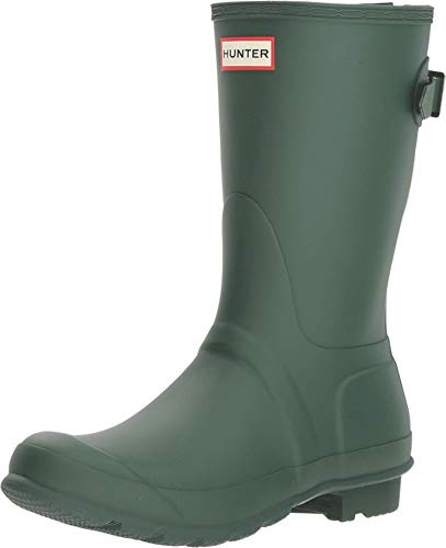 Hunter Women's Original Short Back Adjustable Rain Boots Green 7 M US