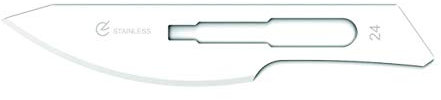 GIMA Lame in Acciaio Inossidabili, Inox, con Punta Arrotondata Standard, Sterili, Monouso, Misura n. 24, 100 Lame Singolarmente Confezionate