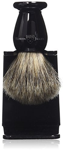 Edwin Jagger Best Badger Dachshaar-Rasierpinsel mit Tropfständer, Ebenholzimitation, klein, 1er Pack (1 x 1 Stück)