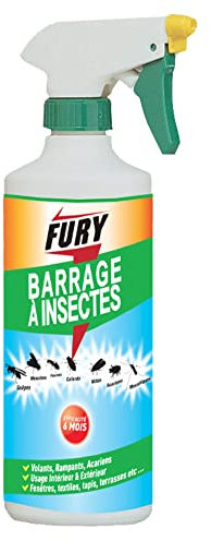 FURY - Barrage a Insectes - Tous Insectes Volants et rampants - Intérieurs et extérieures - 6 Mois de Protection - 500 ML - Fabrication Française