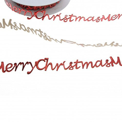 Schriftzug–Bordüre–Kartengestaltung–Scrapbooking–Weihnachtskarten–Weihnachtsaufkleber–Weihnachtsdekoration–SekleBo®-Selbstklebende Bordüre 'Merry Christmas' Rot–25 mm Breite–9,3 m Länge-94191-35
