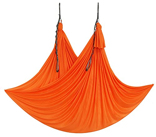 Wellsem Deluxe L:5.5 Yards W:3 Yard Yoga Flying Swing Aerial Yoga Hammock Silk Fabric for Yoga Anti-gravity Pilates (Orange)