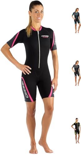 Cressi Playa Lady Shorty Wetsuit 2.5 mm - Traje Monoshort sin Capucha en Neopreno 2.5mm Biforrado, Mujer, Negro/Rosa, M
