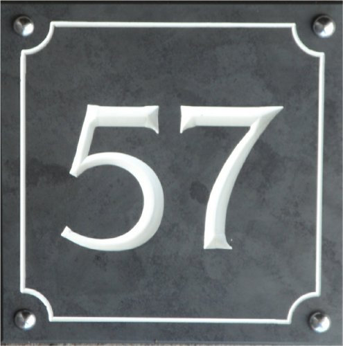 Large Engraved Black Slate House Number Sign with Border - 1 to 99 Available